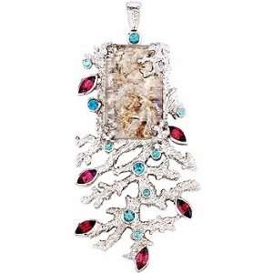   Quartz, rhodolite, zircon and silver pendant Vanna Weinberg Jewelry