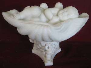 19C Italian Marble Statue New Born Baby in Shell RARE  