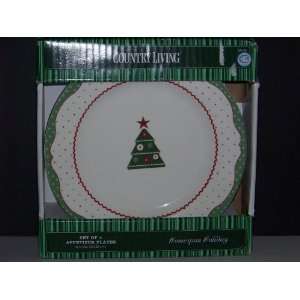   Living Set of 4 Appetizer Plates Christmas Holiday