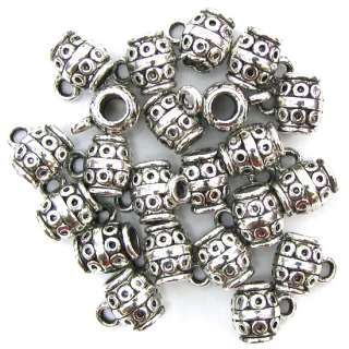 32 10mm silver plated pewter carved barrel beads  
