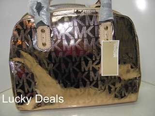 MICHAEL KORS Logo Mirror MONOGRAM MK SIGNATURE Satchel Handbag Bag PVC 