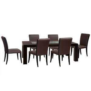   7PC 72 Rectangle Dining Set W/ Mocca Chairs by Diamond: Home & Kitchen