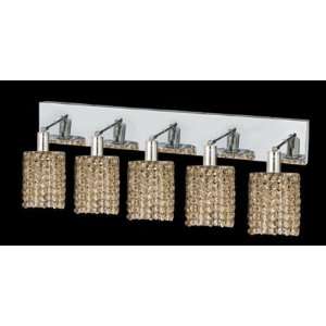 Mini 5 Light Oblong Canopy Round Wall Sconce in Chrome Crystal Color 