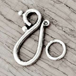 60pcs Tibetan Silver Antique Tibet Ring Hook Toggle Clasps Jewel 
