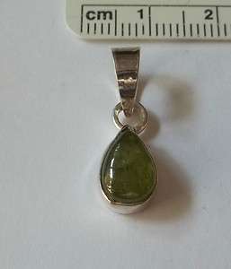 Sterling Silver Teardrop Green Stone Charm  