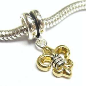 Queenberry 14k Gold 925 Sterling Silver Fleur de lis Flower Dangle 