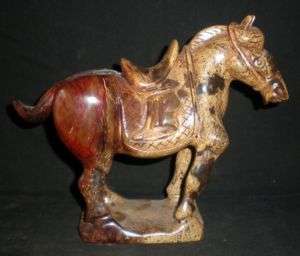 Chinese Nephrite Jade Carving Warrior Horse Statue  