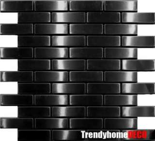 SAMPLE  Black Stainless Steel Brick Subway Mosaic Tile Kitchen 
