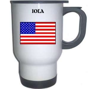  US Flag   Iola, Kansas (KS) White Stainless Steel Mug 