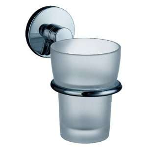   Chrome Holder with Frosted Glass Tumbler 4¾ inchD: Home & Kitchen