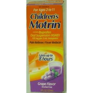 Childrens Motrin, Pain Reliever, Fever Reducer, Grape Flavor 4 Fl. Oz 