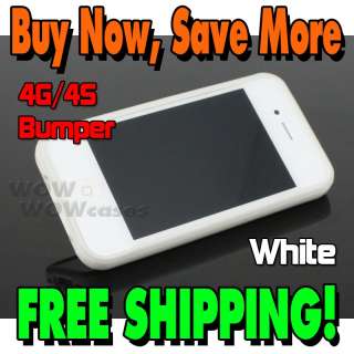 White Bumper Frame TPU Silicone Case Cover for iPhone4 4S 4GS W/Side 