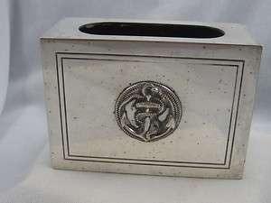   DIOR VTG SILVER PLATED LARGE MATCH BOX HOLDER W/ ROPE & ANCHOR  