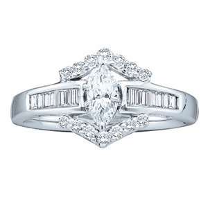 1 Carat Marquise Diamond 14k White Gold Engagement Ring 