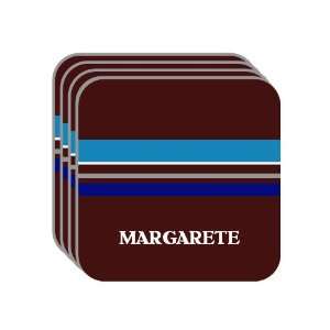 Personal Name Gift   MARGARETE Set of 4 Mini Mousepad Coasters (blue 