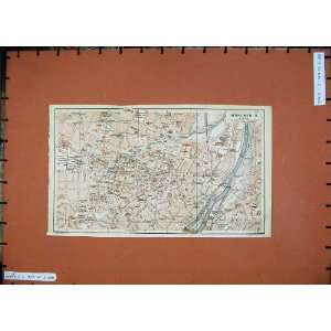   1911 Colour Map Munchen River Isar Karl Baedeker Atlas