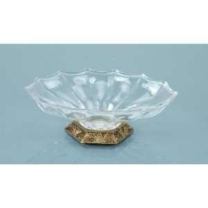  24% Lead Italian Crystal Soap Dish with Brass Base