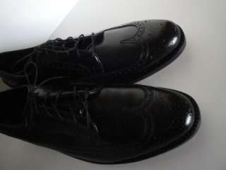   FLORSHEIM Wing Tip Shoes 10 NOS Black Leather Dress Loafers Longwing