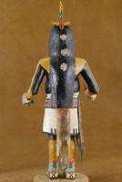   70s Hopi Hand Carved Black Beard Long Hair Kachina Katsina Doll  