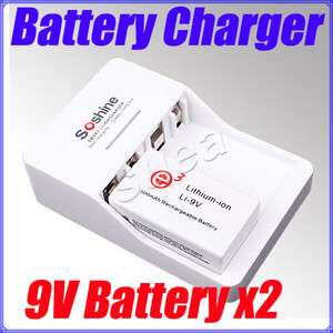   500mAh 9V Lithium ion Rechargeable Battery x2 + Battery Charger  
