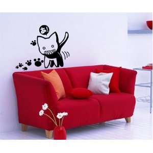   : Wall MURAL Decal Sticker ANIME MANGA CAT ANGRY 002: Home & Kitchen