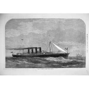 1872 Fine Art Mt MackiesS Channel Passage Steamer Ship  