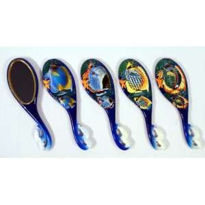 Wholesale Pack Handpainted Assorted Tropical Fish Handheld Mirror (Set 