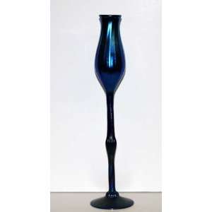  Lundberg Blue Luster Stemmed Tulip Vase 