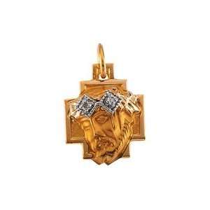   12.00X11.5Mm Head Of Jesus Crown Cross Pendant With Diamond Jewelry