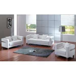   White Leather Sofa (Sleeper), Loveseat, Chair Set: Home & Kitchen