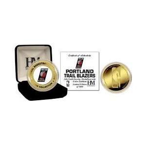  PORTLAND TRAIL BLAZERS 24KT Gold and Color Team Logo Coin 