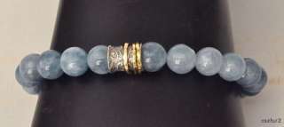 DAVID TISHBI Aqua Jade Gold Spinner Stretch Bracelet  