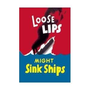 Loose Lips Might Sink Ships 12x18 Giclee on canvas 