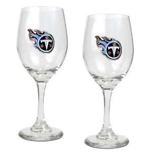   Titans NFL 2pc Wine Glass Set   Primary Logo
