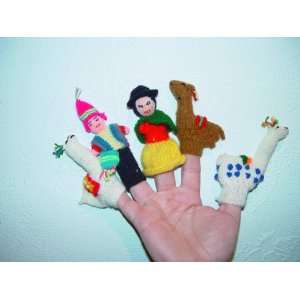  Peruvian Finger Puppets   Inca Man & Woman with Llamas 