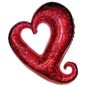  Red Holographic Linky Heart Shaped 37 Mylar Balloon Toys 
