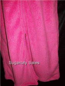 NWT CABERNET EMBOSSED ZIP FRONT LONG ROBE HOT PINK L  