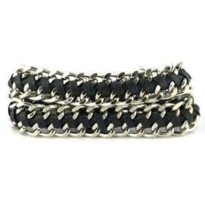  New Jewelry by Jurate Black Silver Chain Wrap Bracelet 