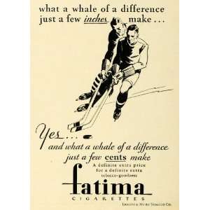  1929 Ad Fatima Cigarettes Liggett Myers Tobacco Ice Hockey 