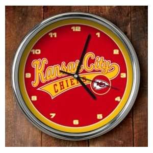  Kansas City Chiefs NFL Chrome Wall Clock: Sports 