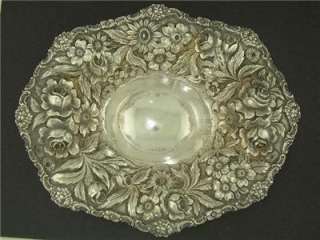 Estate Sterling STIEFF Raisin Dish   Floral Repousse Rose   hand 