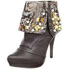 NEW UNIQUE BROWN SILVER JEWELED BOOTIE ANKLE BOOTS HEEL PUMP SHOE 7