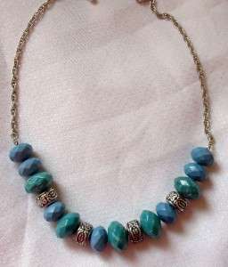 NWT CHICOS TURQUOISE & SILVER BEADS on SILVER CHAIN NECKLACE  