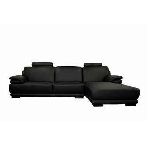   : Contemporary Black Leather Sectional Sofa & Chaise: Home & Kitchen