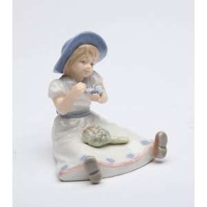  2.125 inch Ceramic Miniature Figurine Of Sitting Girl With 