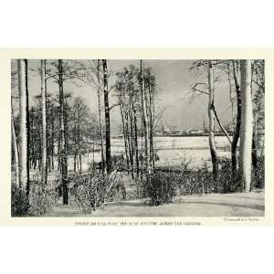   Latvija Landscape Winter   Original Halftone Print