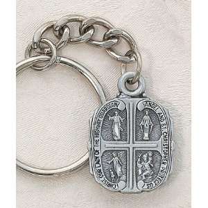 Pewter Keychain (Key Ring) St. Christopher & Our Lady of the Highway 