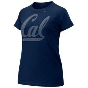   Cal Golden Bears Ladies Navy Blue Big Logo T shirt: Sports & Outdoors