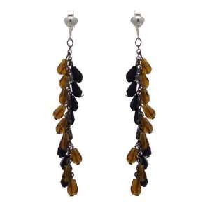  Ladonna Silver Black Amber Clip On Earrings Jewelry