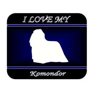  I Love My Komondor Dog Mouse Pad   Blue Design 